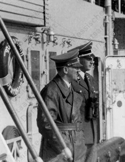 Adolf Hitler on the battleship Deutschland